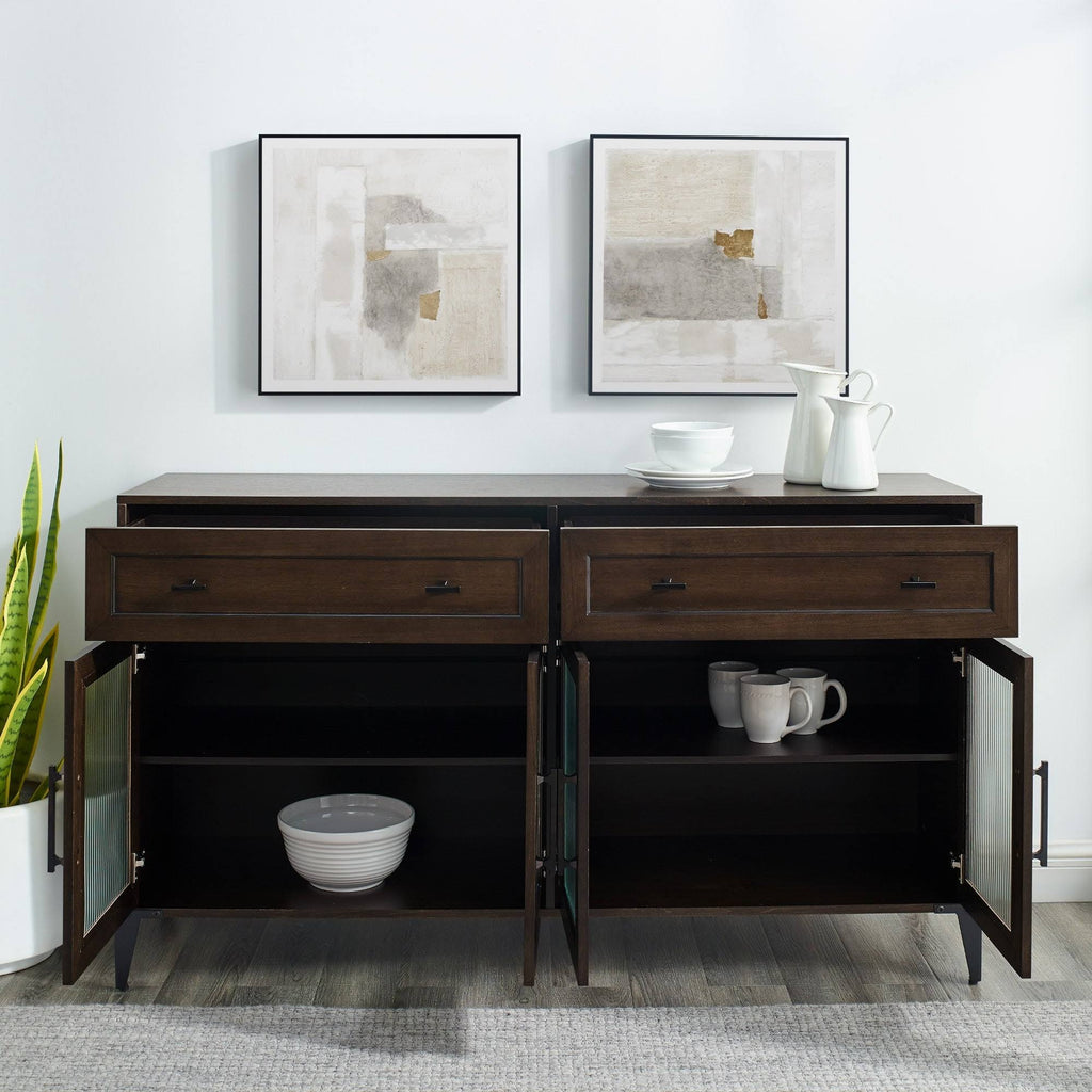 58-Inch 2-Drawer Fluted Glass Door Sideboard B190