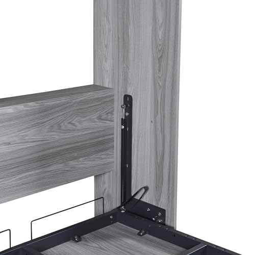 Full Size Murphy Bed with Storage Shelves and Drawers, Gray S70981