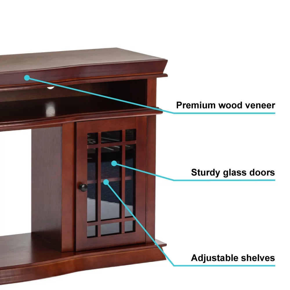 60" x 33" Warm Cherry Finish Fireplace TV Stand C664582
