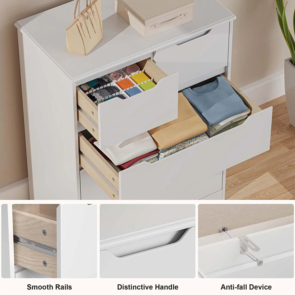 White 5 Drawer Wood Dresser L95894