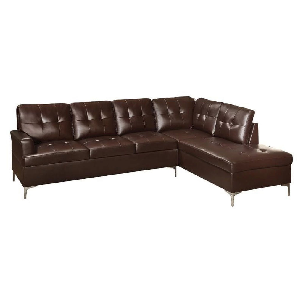 Brown Faux Leather Sectional Sofa U701887