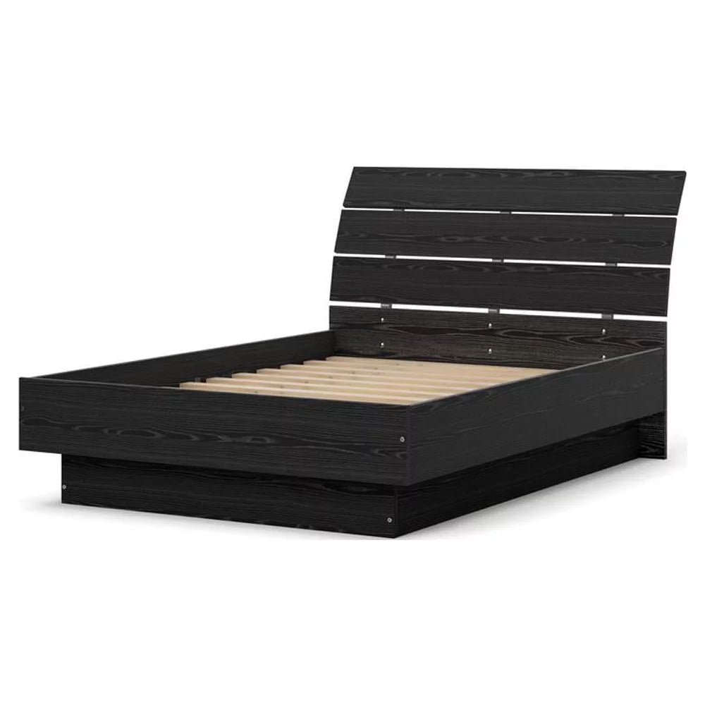 Black Woodgrain Full Bed with Slats N9573