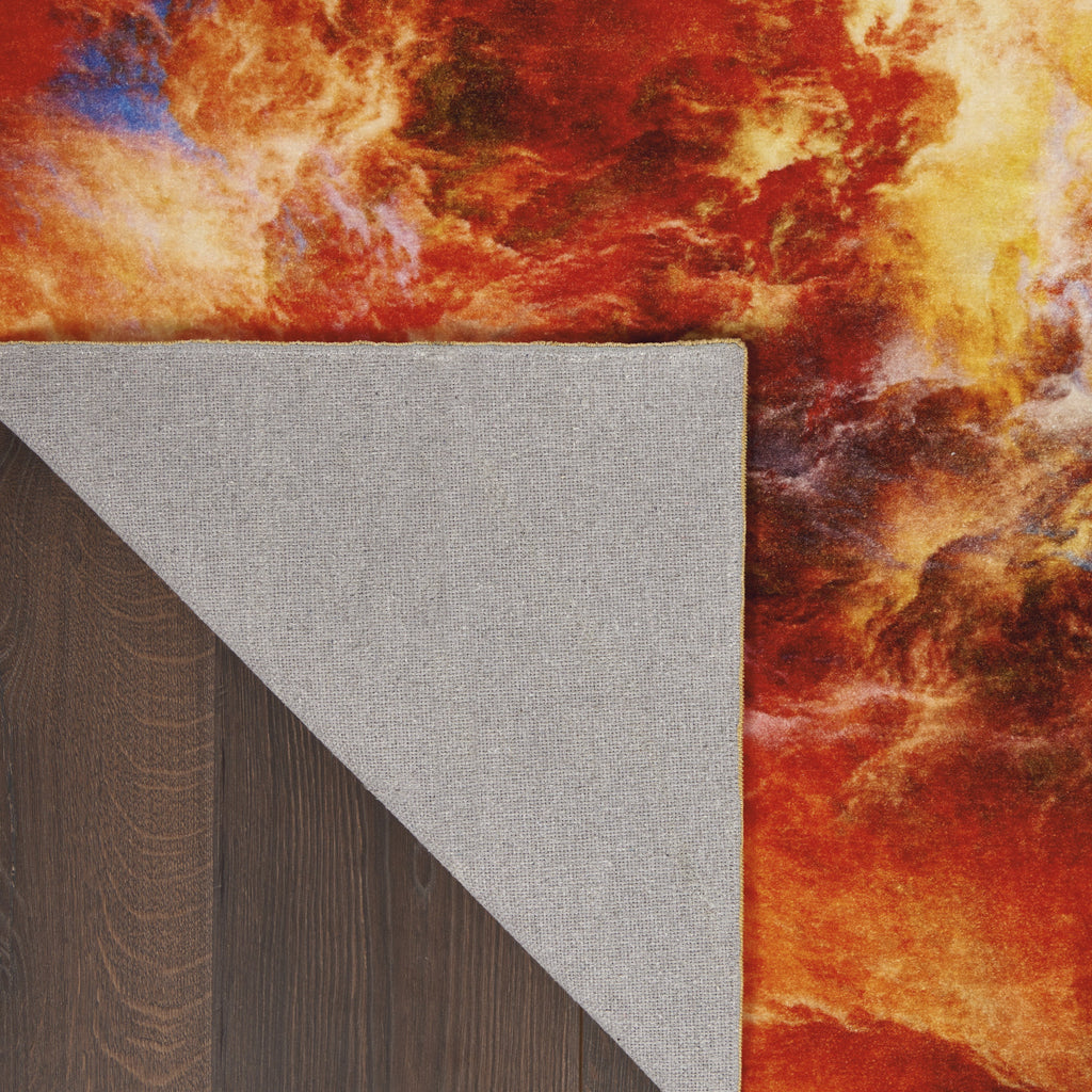 Abstract Red Flame Area Rug J12668