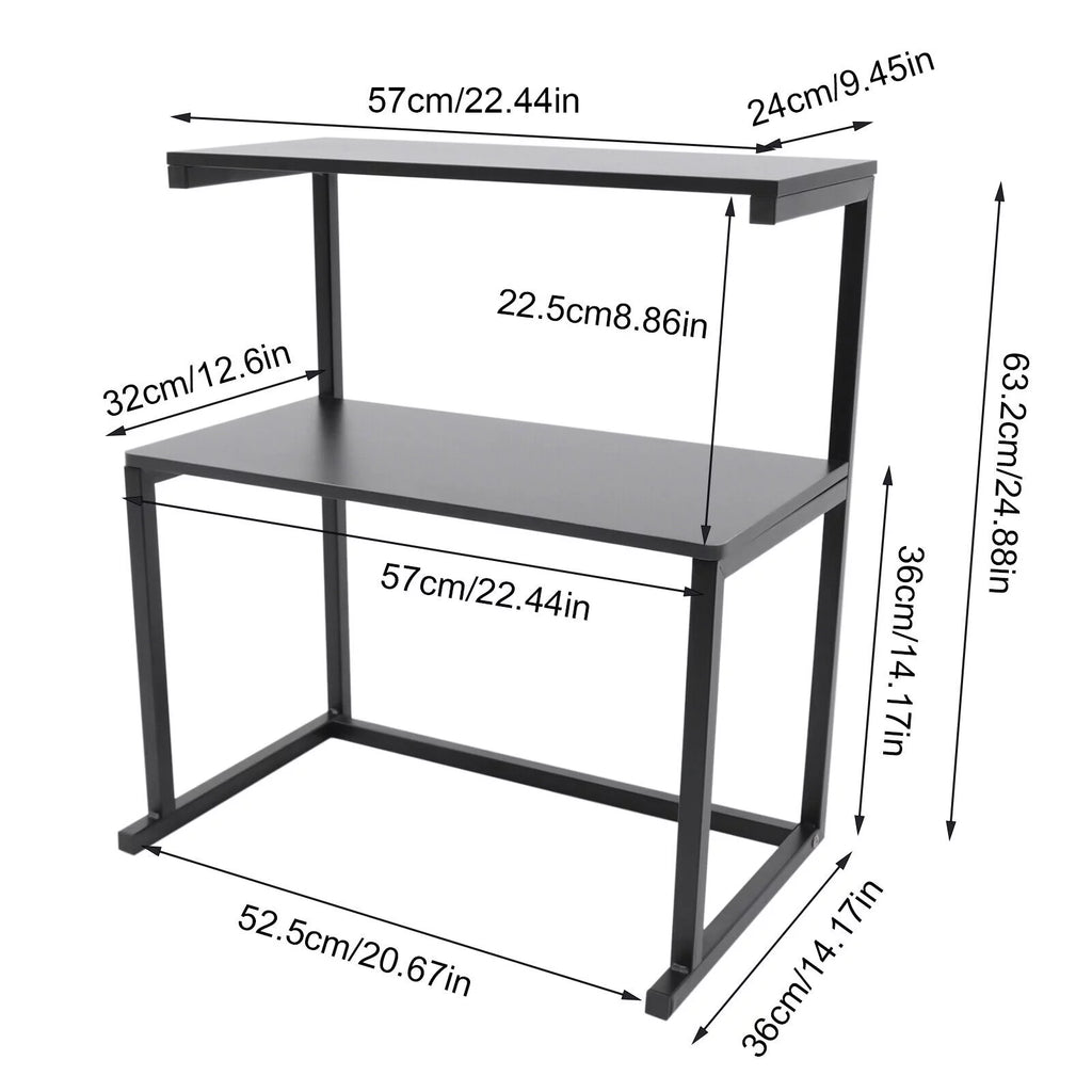 Black 3-Tier Printer Stand Storage Shelves H95409