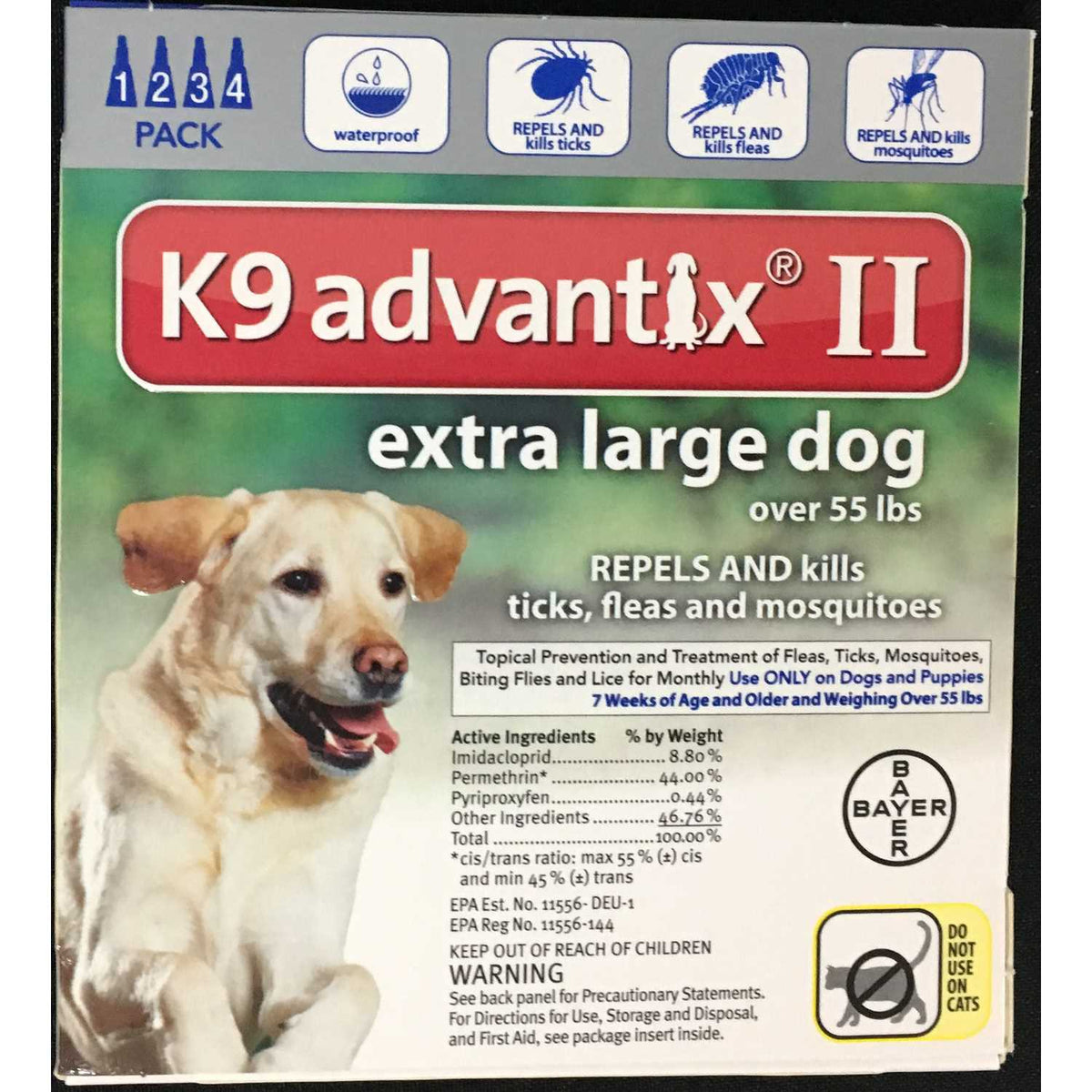 Over 55 lbs Dog Flea and Tick Treatment 4 Count Y61588