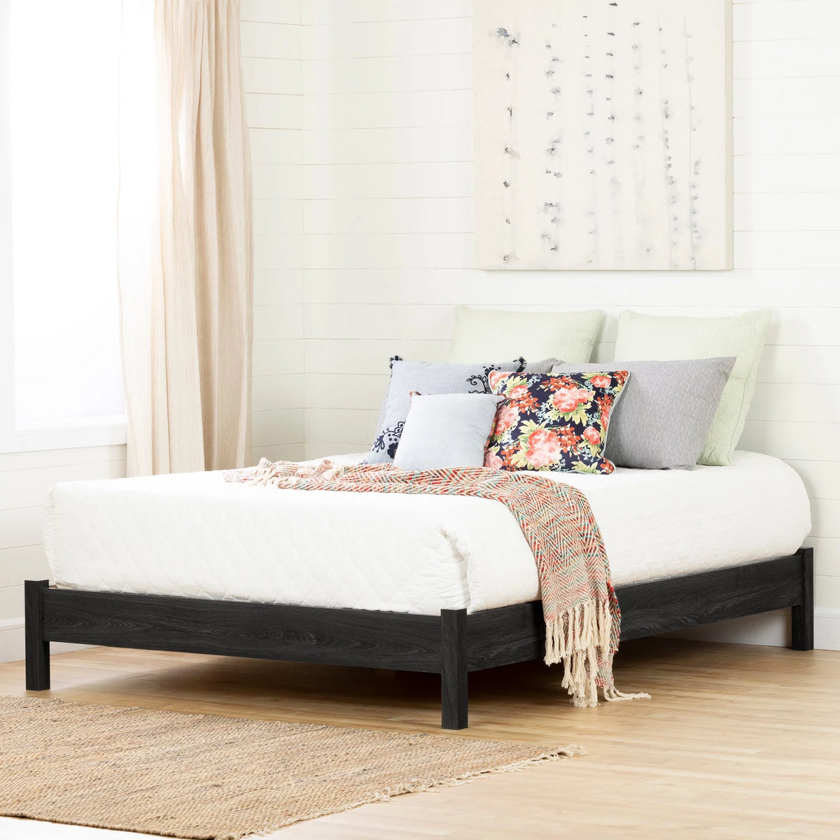 Gray Oak Queen Size Platform Bed W5746