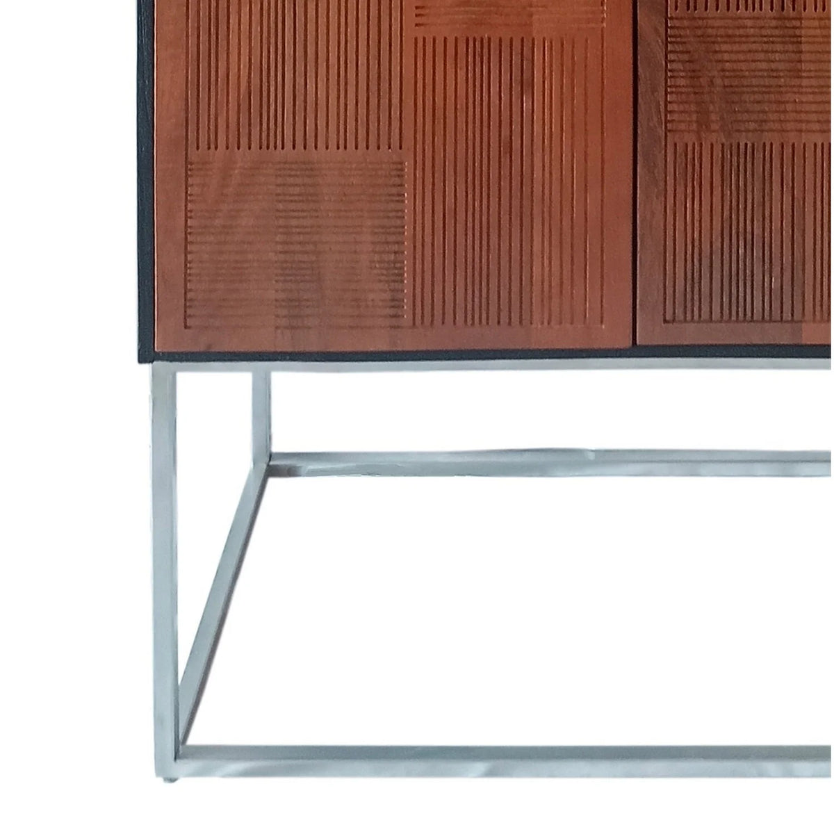 64 Inch Walnut Brown Mango Wood Bar Cabinet with Inner Shelves M51770