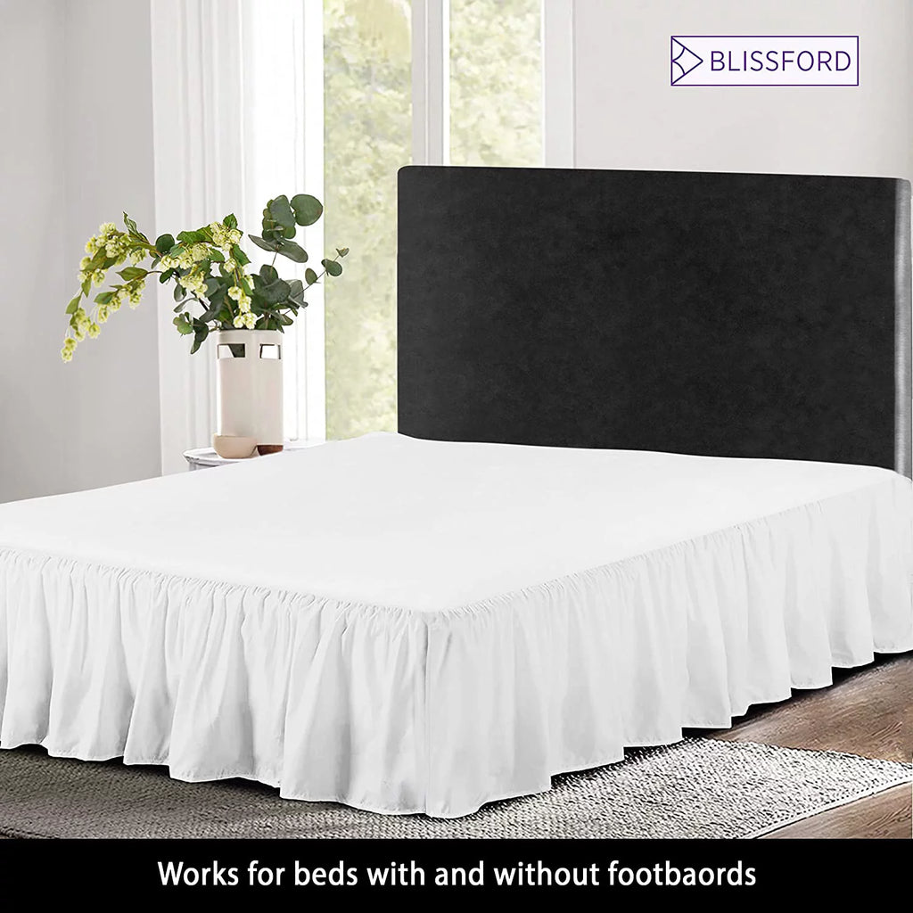 Queen White 21" Drop Ruffled Bed Skirt Y72493