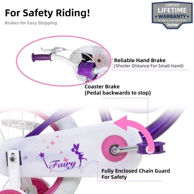 Pink 18 inch Kids Bike with Training Wheels F4615