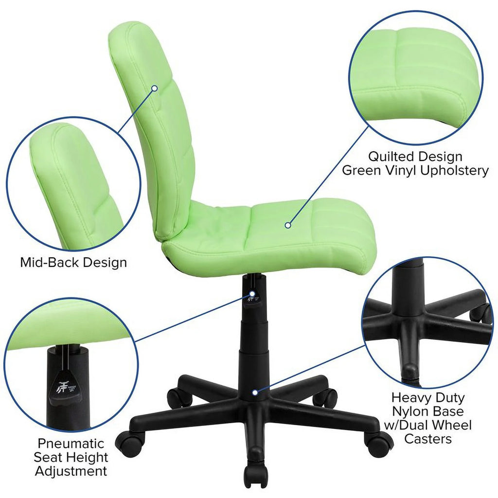 Green Quilted Office Swivel Chair E668578