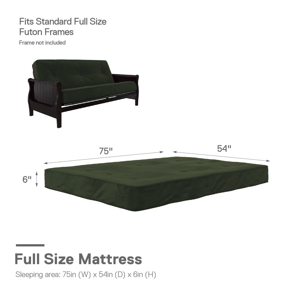 6 Inch Full Army Green Futon Mattress P96296