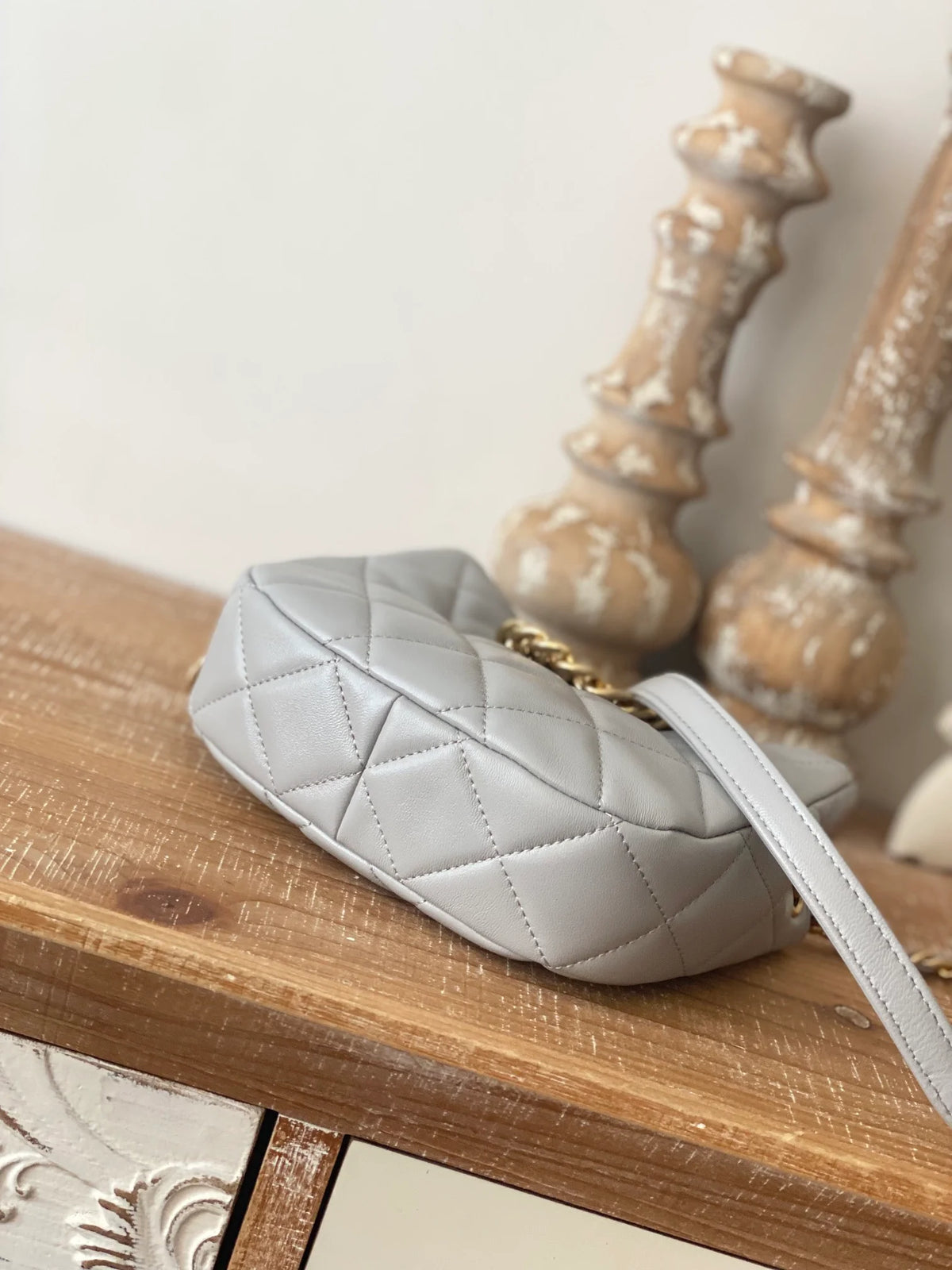 Small Hobo Bag Gold Hardware Grey Shoulder Bag A592281