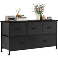 Black 5 Drawer Fabric Dresser G319