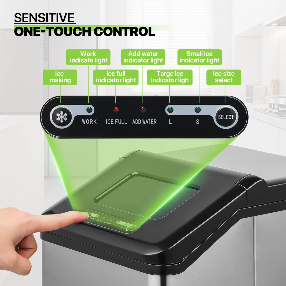 Black Countertop Ice Maker with Basket and Scoop, 26lbs in 24Hrs M11460