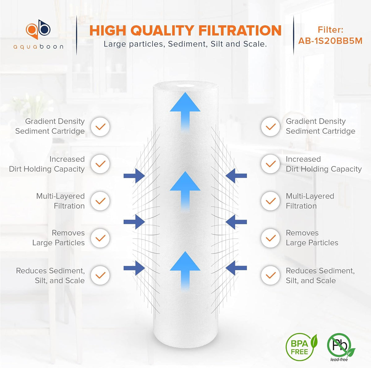 5 Micron 20 Sediment Water Filter Replacement Cartridge 10 Pack O91966