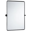 Black Metal Framed Tilting Beveled Rectangle Bathroom Mirror 23x35" V95289