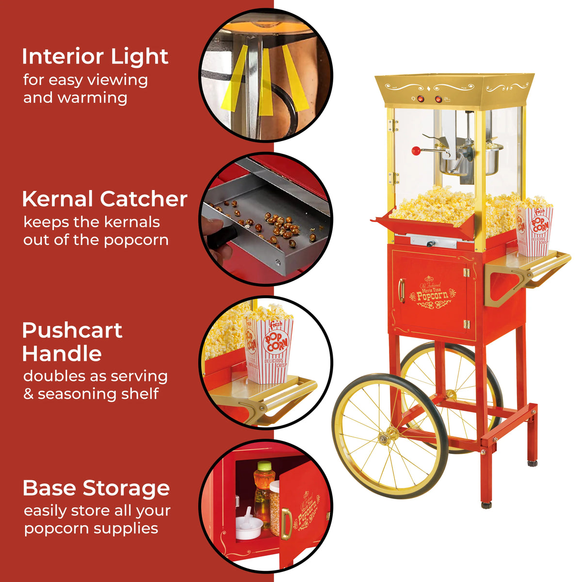 Red & Gold 8-Ounce Popcorn Cart M6384