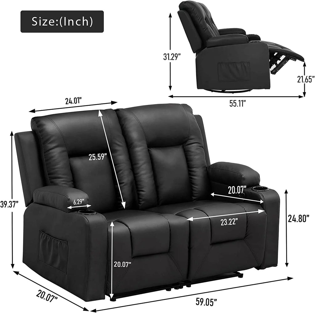 Black 3PC Bonded Leather Recliner Set S715664