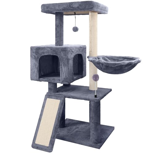 Grey Cat Tree with Condo and Hammock R891