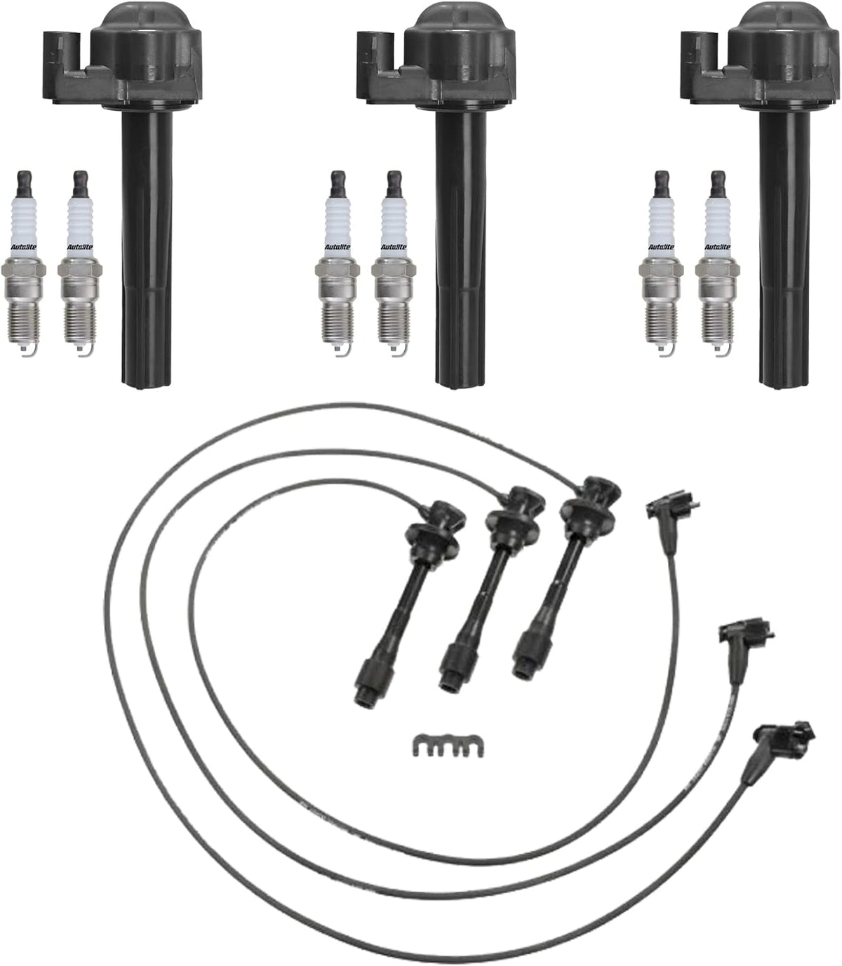 3pcs Ignition Coil Pack And Spark Plug With Wire Set Tune Up Kit 3.0L V6 C487406