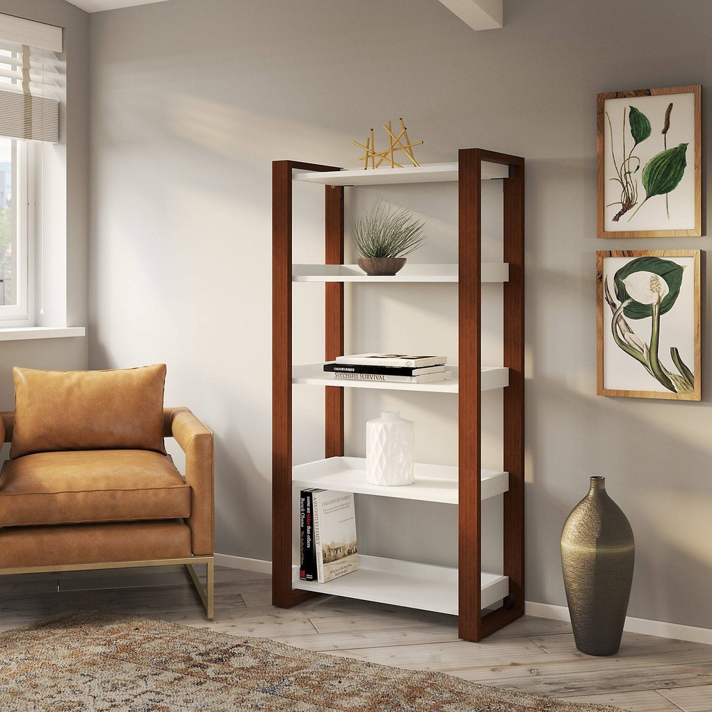 White 5 Shelf Bookcase Z982