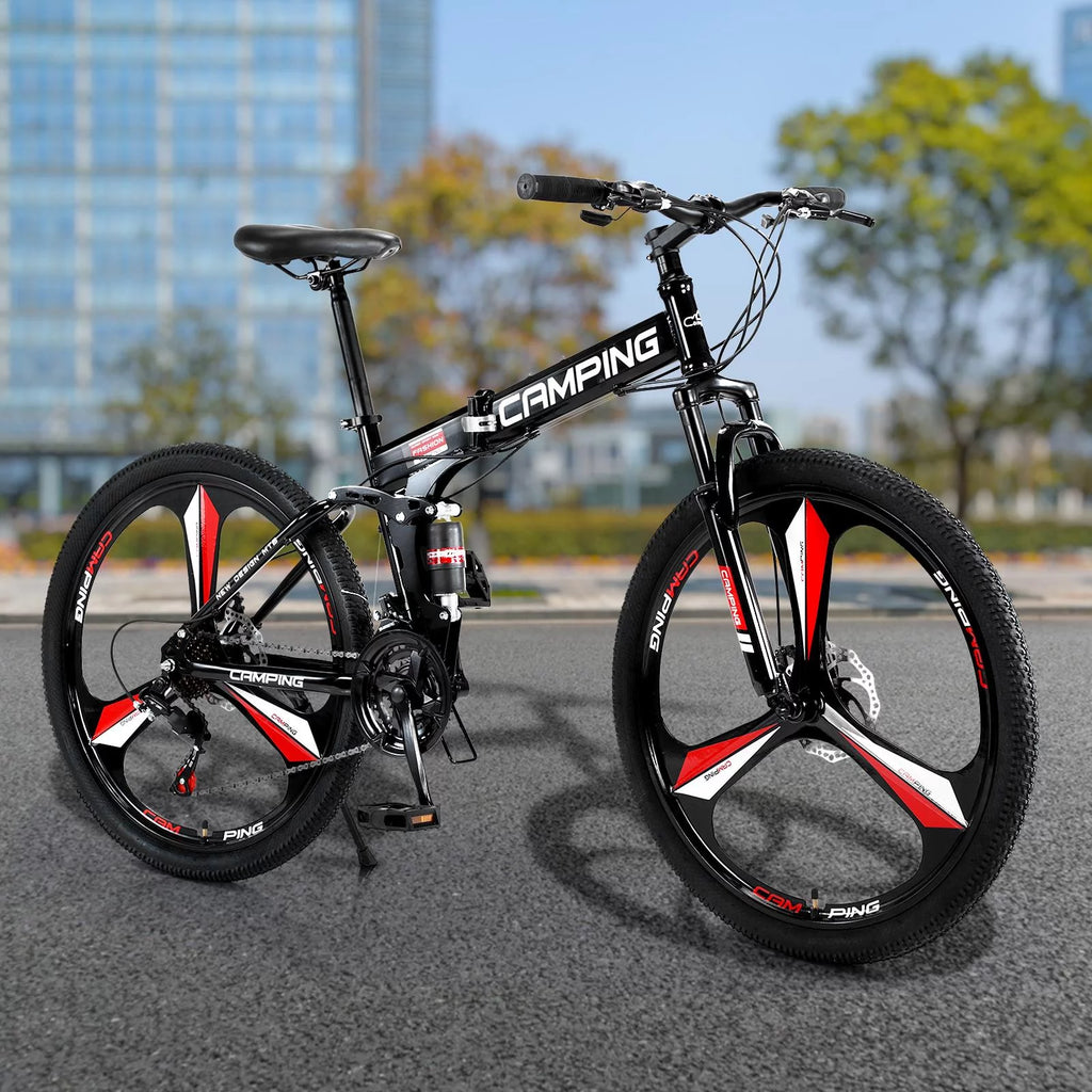 26 inch 21 Speeds Folding Mountain Bike High Carbon Steel Red H53271