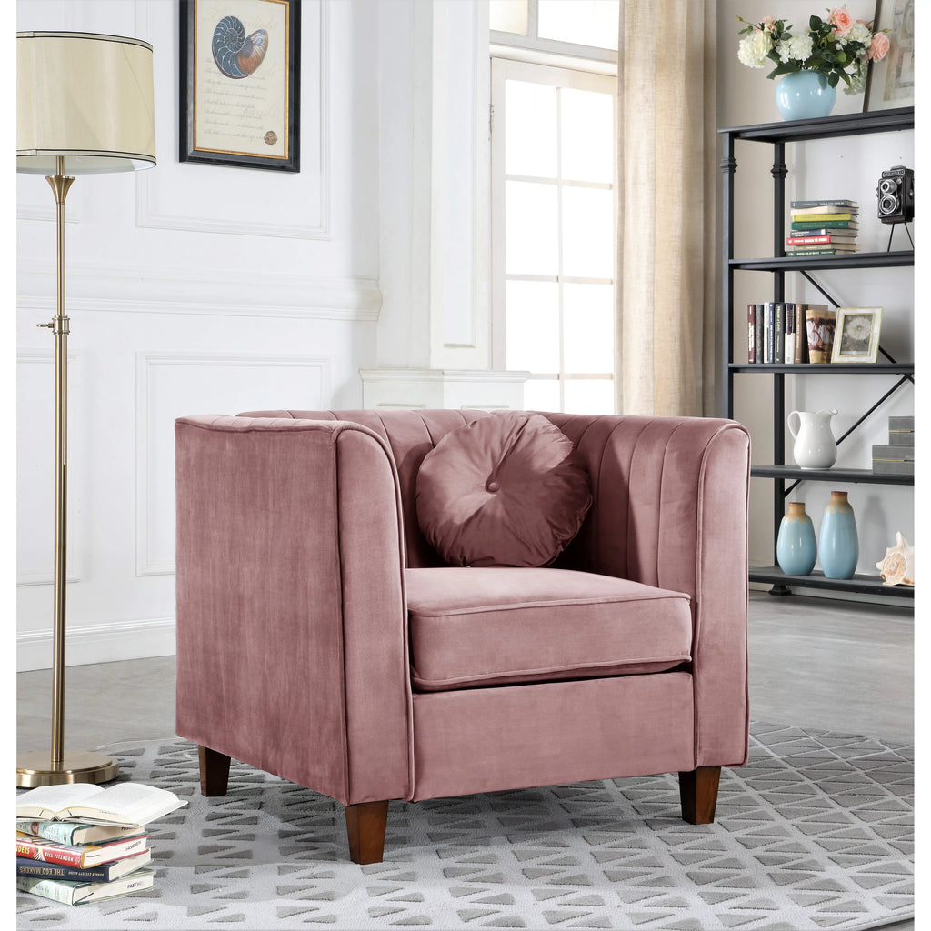 Beige Velvet Chesterfield Chair G5598