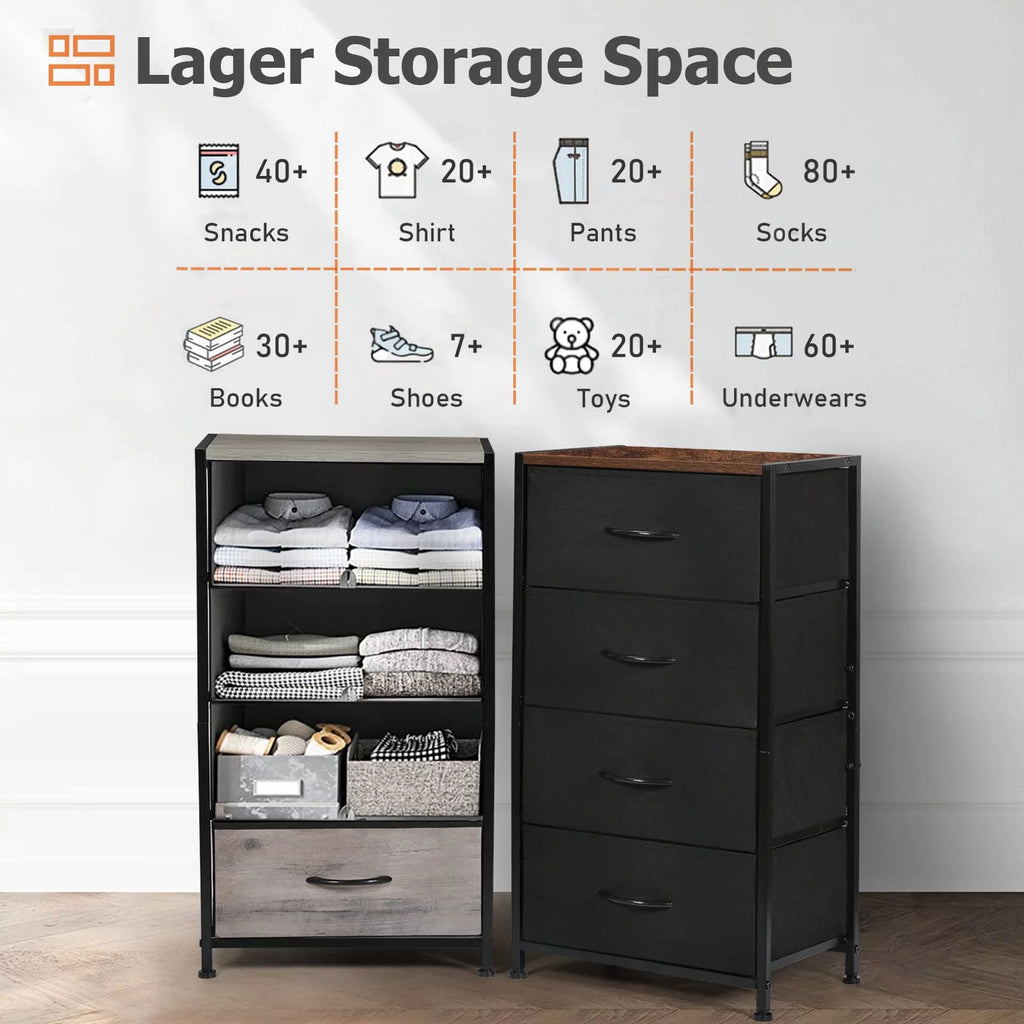 Black 4 Drawer Fabric Dresser L3297