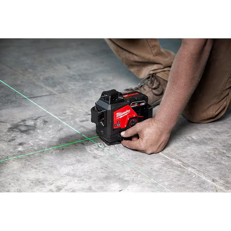 12-Volt Cordless Green 3-Plane Laser Level Kit with Laser Detector E8544