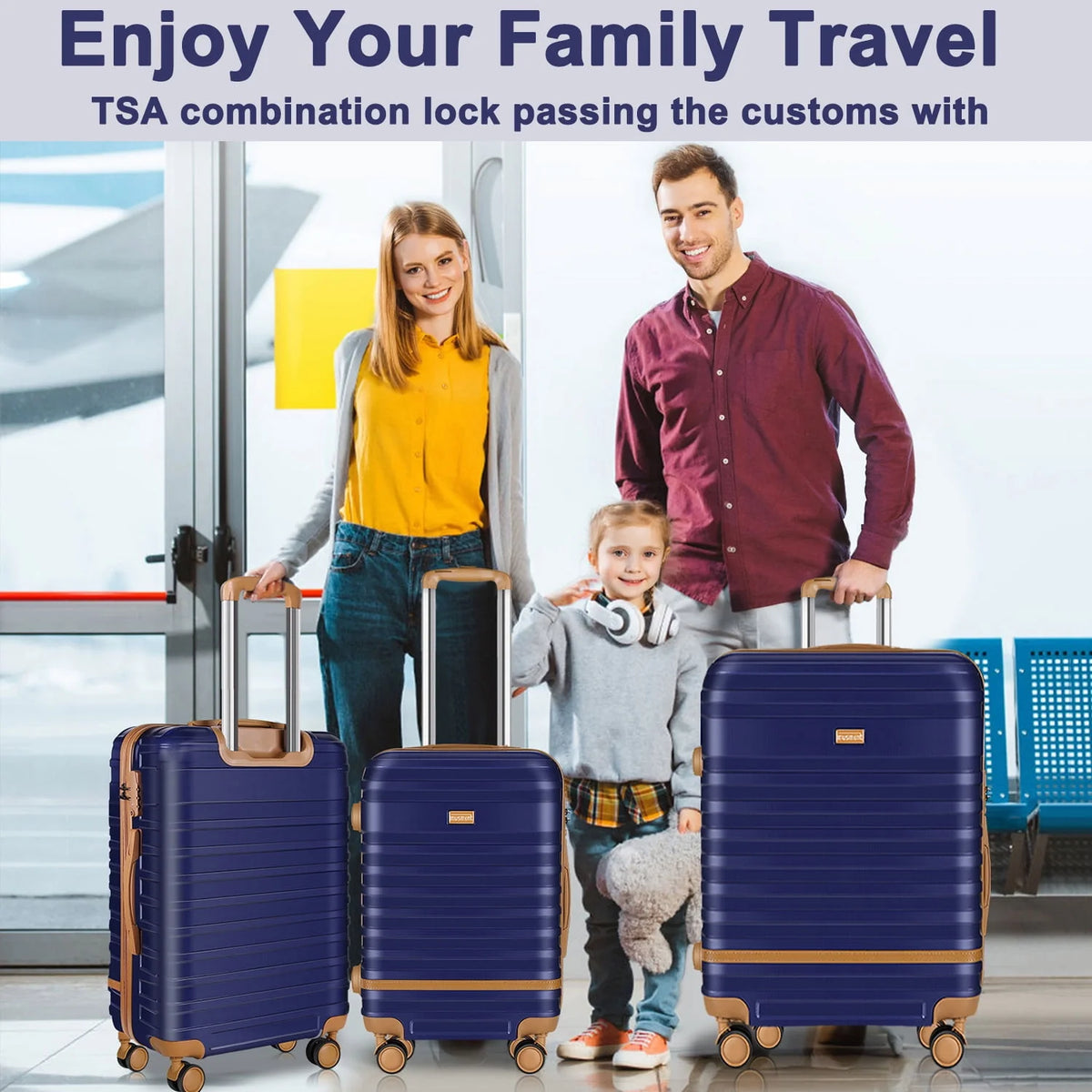 3 Piece ABS Hardshell Lightweight Luggage Set with TSA Lock M88877