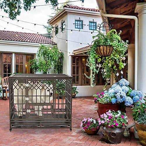 Heavy Duty Metal Dog Cage Pet Kennel Crate Playpen with Wheels S326199