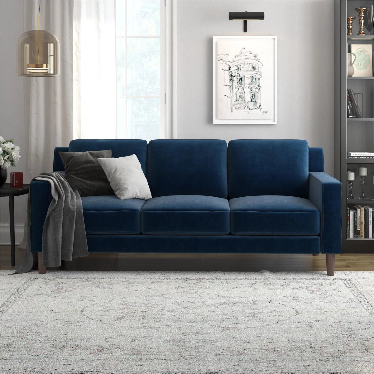 Green Velvet 3 Seater Sofa J947918