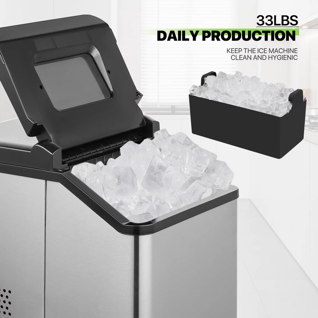 Black Countertop Ice Maker with Basket and Scoop, 26lbs in 24Hrs M11460