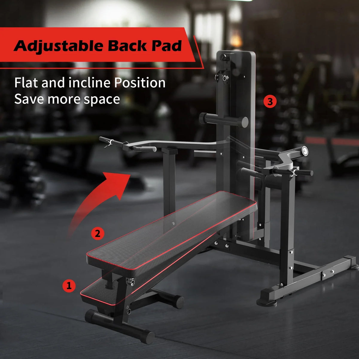 Adjustable Flat Incline Bench Press with Dumbbell Rack M446989