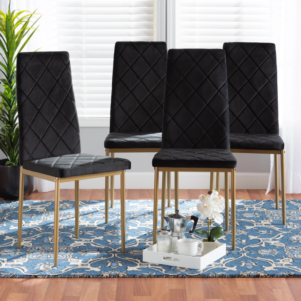 Black and Gold Dining Chair Set of 4 Q4719