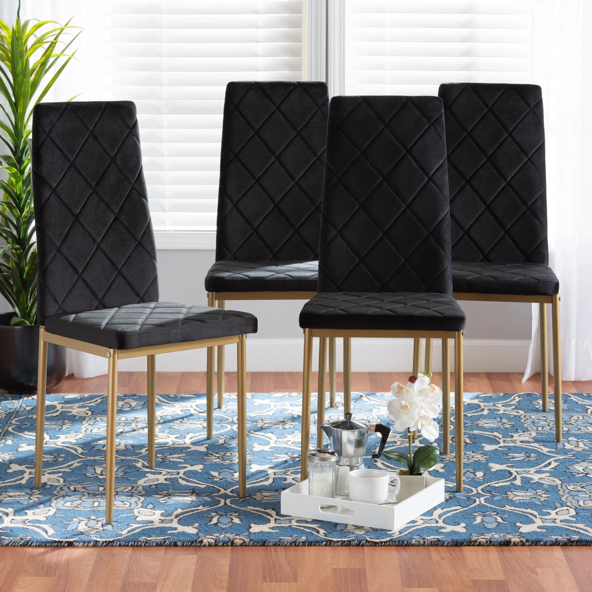 Black and Gold Dining Chair Set of 4 Q4719