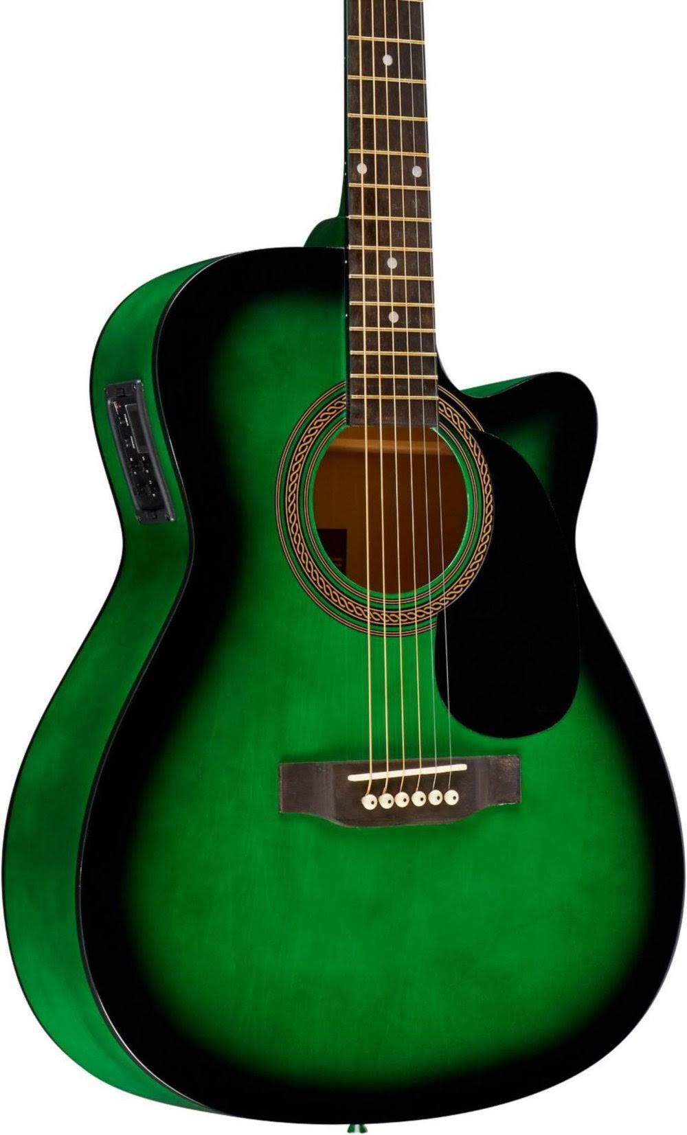 Green Blue Burst Acoustic-Electric Guitar D13659