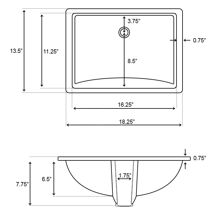 18.25-in. W Rectangle Undermount Sink Set in Biscuit T946