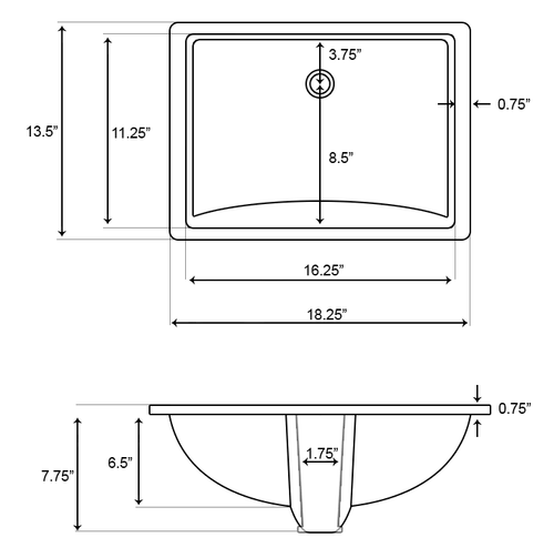 18.25-in. W Rectangle Undermount Sink Set in Biscuit T946