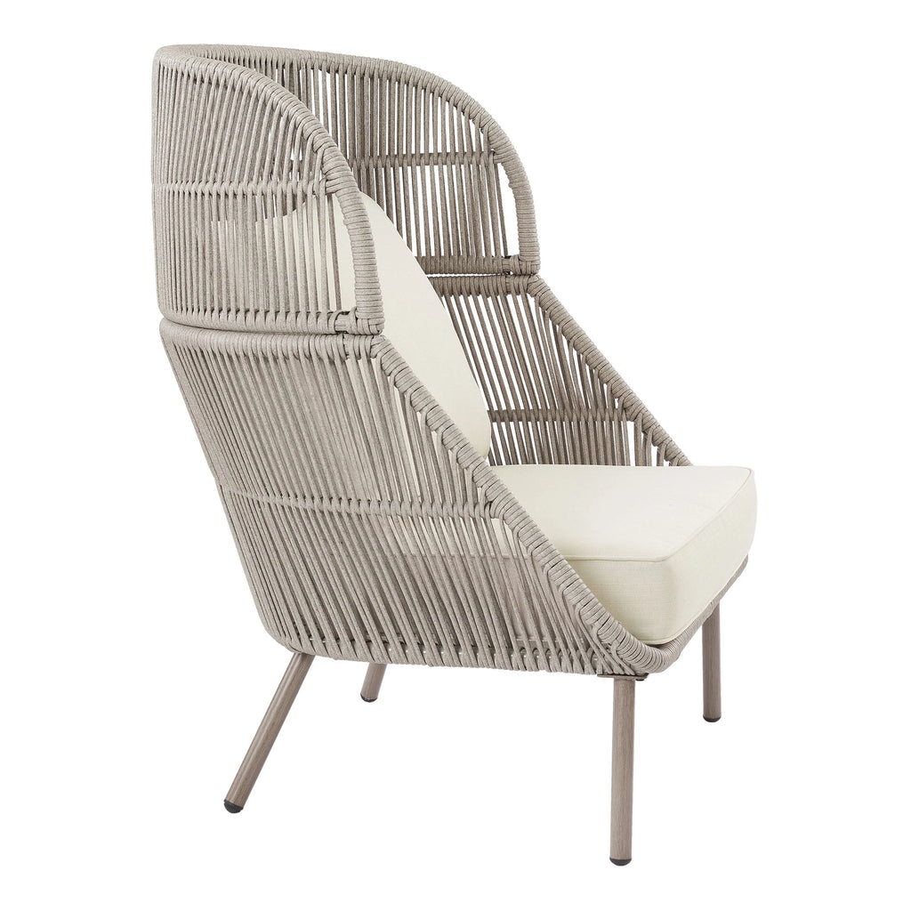 Beige Wicker Outdoor Accent Chair with Cushions W58064