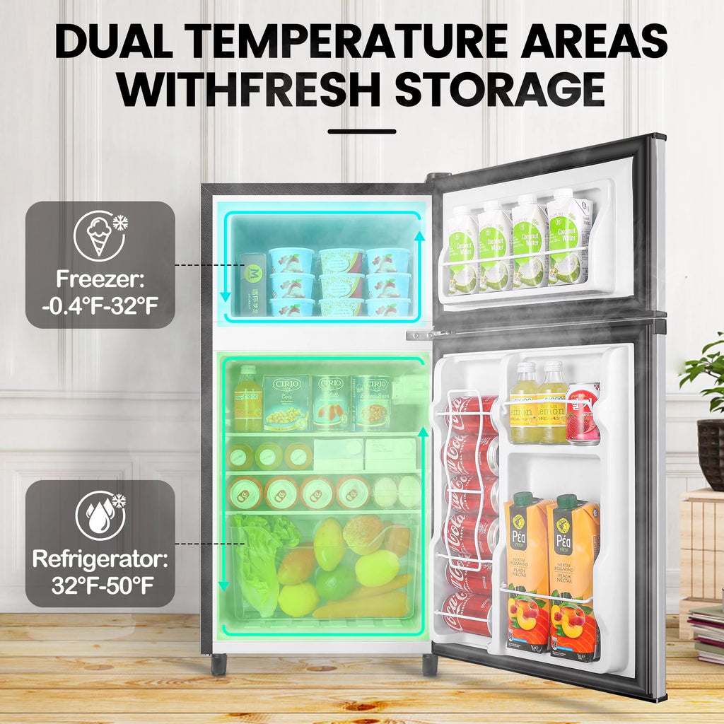 3.5 Cu ft Two Door Mini Fridge with Freezer S54944