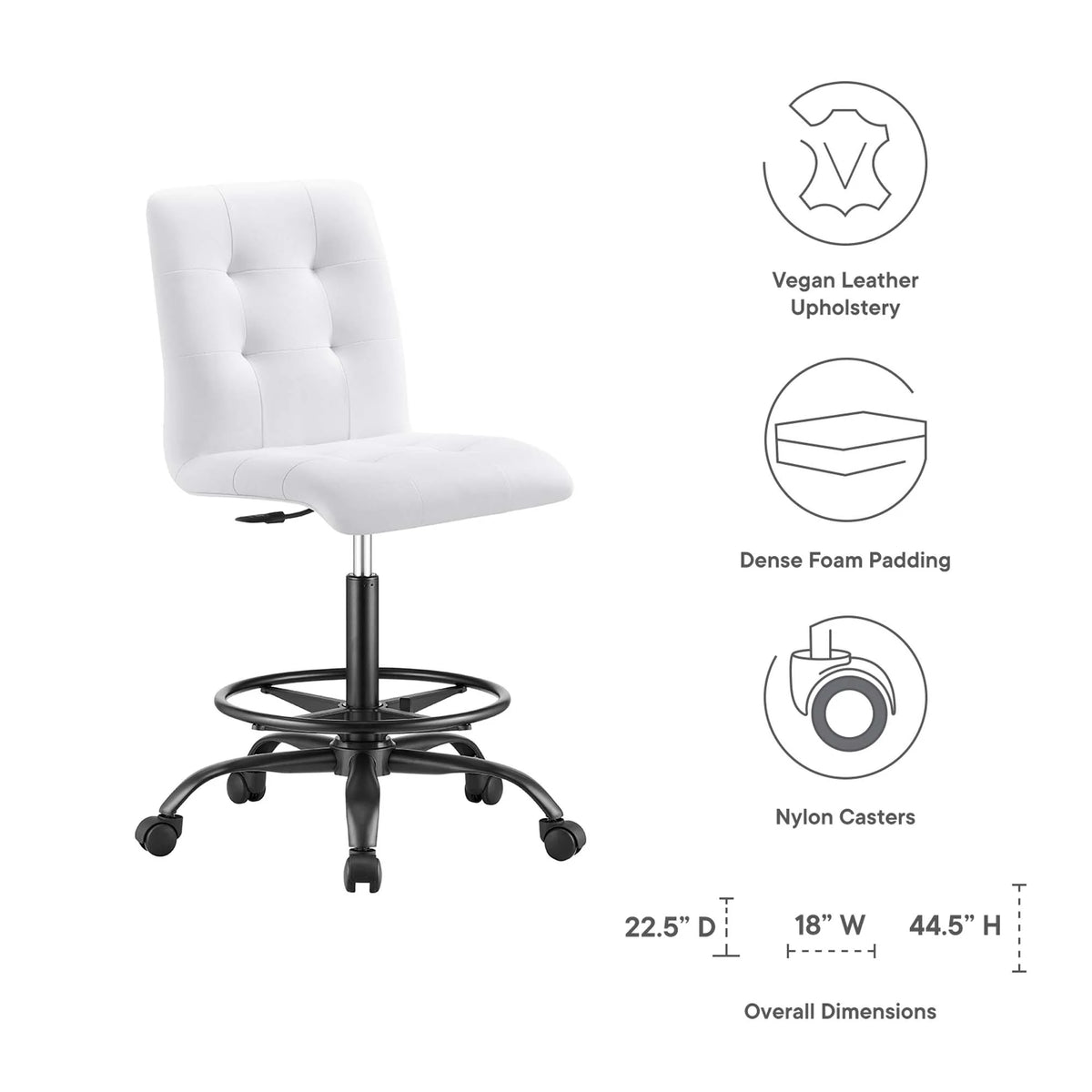 Armless Vegan Leather Drafting Chair I86022