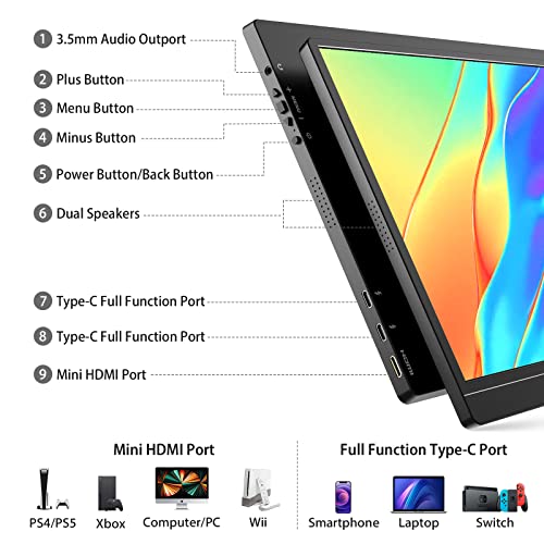 15.6'' FHD 1080P Portable Monitor with Smart Cover Bag N575
