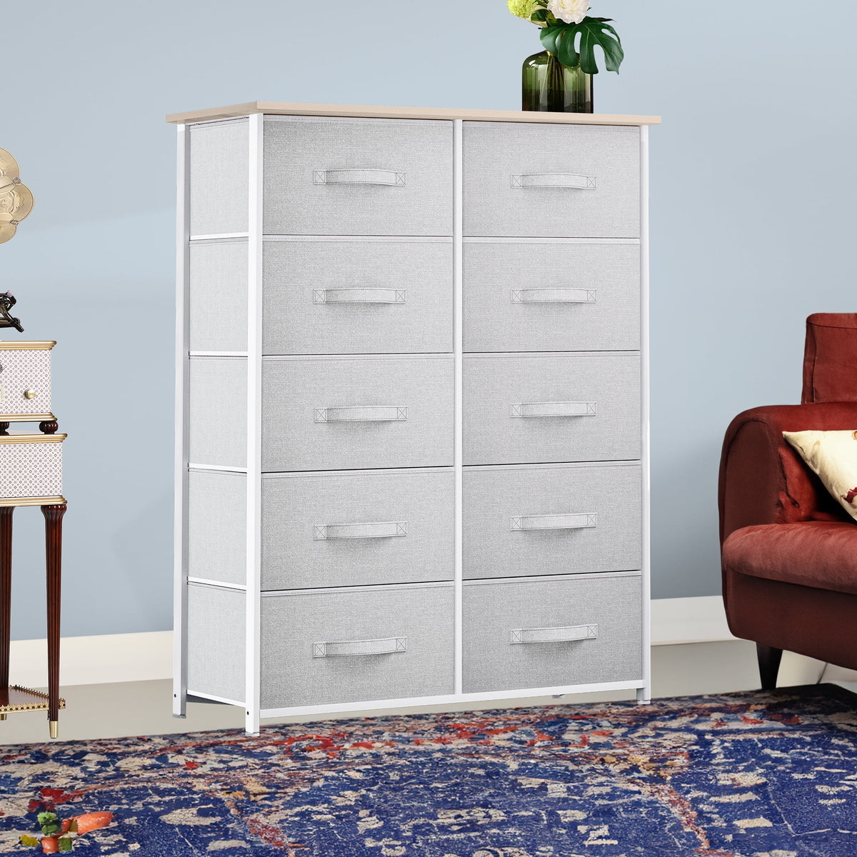 Fabric 10 Drawer Storage Dresser W926