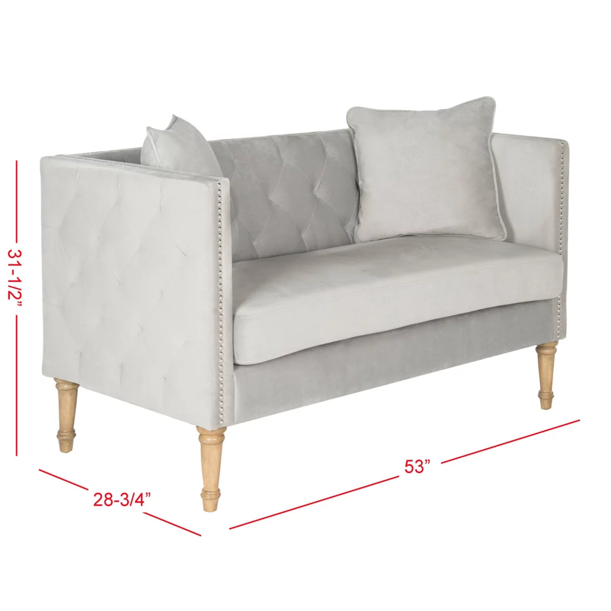 Grey Tufted Settee With Pillows V622