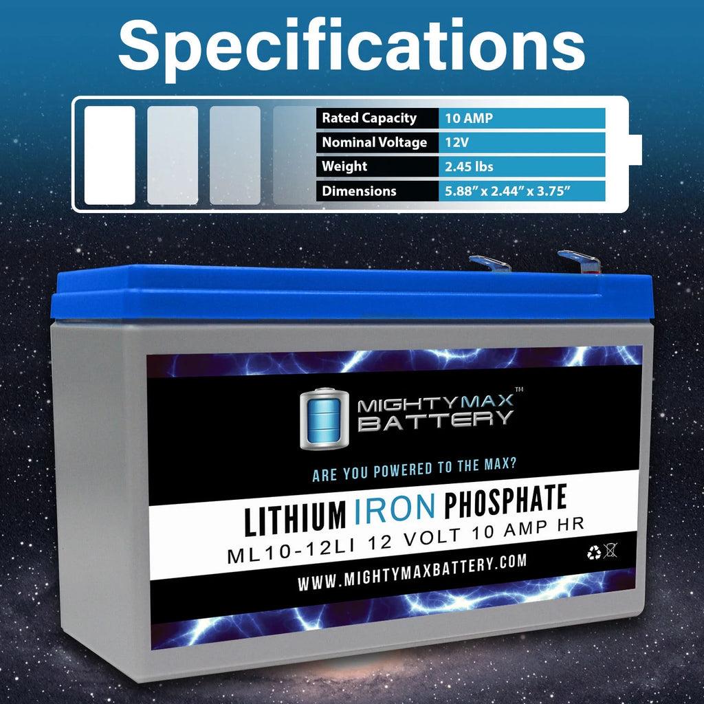 12V 10AH Lithium Replacement Battery 3 Pack A6815