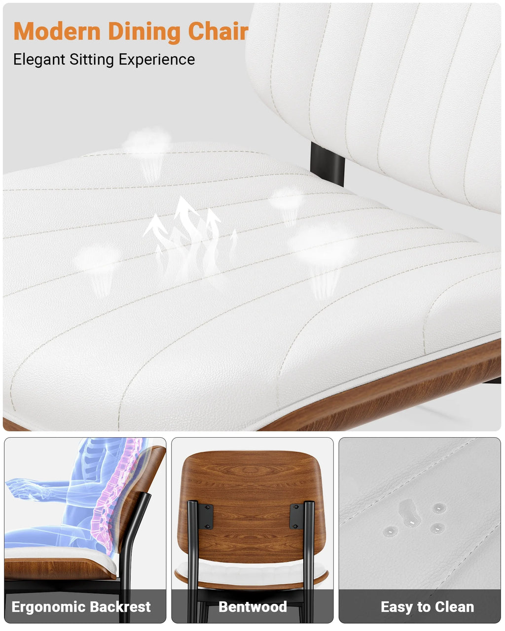 White Set of 6 Faux Leather Dining Chairs X6623