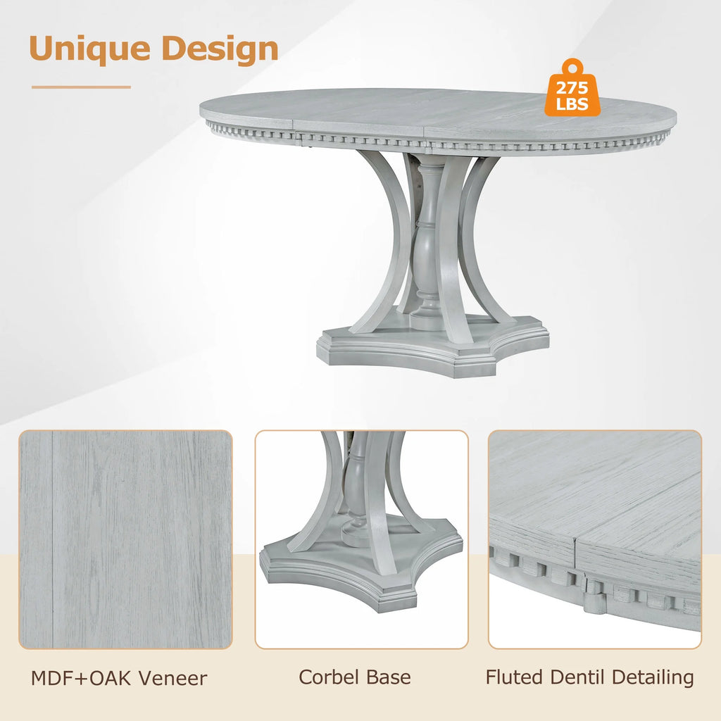 5 Piece Gray Wood Dining Table Set with 4 Upholstered Chairs Z92760