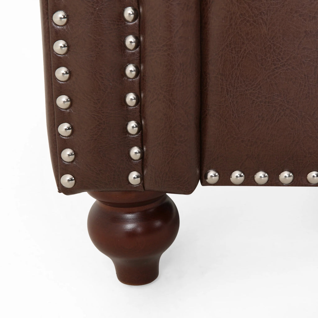 Dark Brown Faux Leather Loveseat E44769