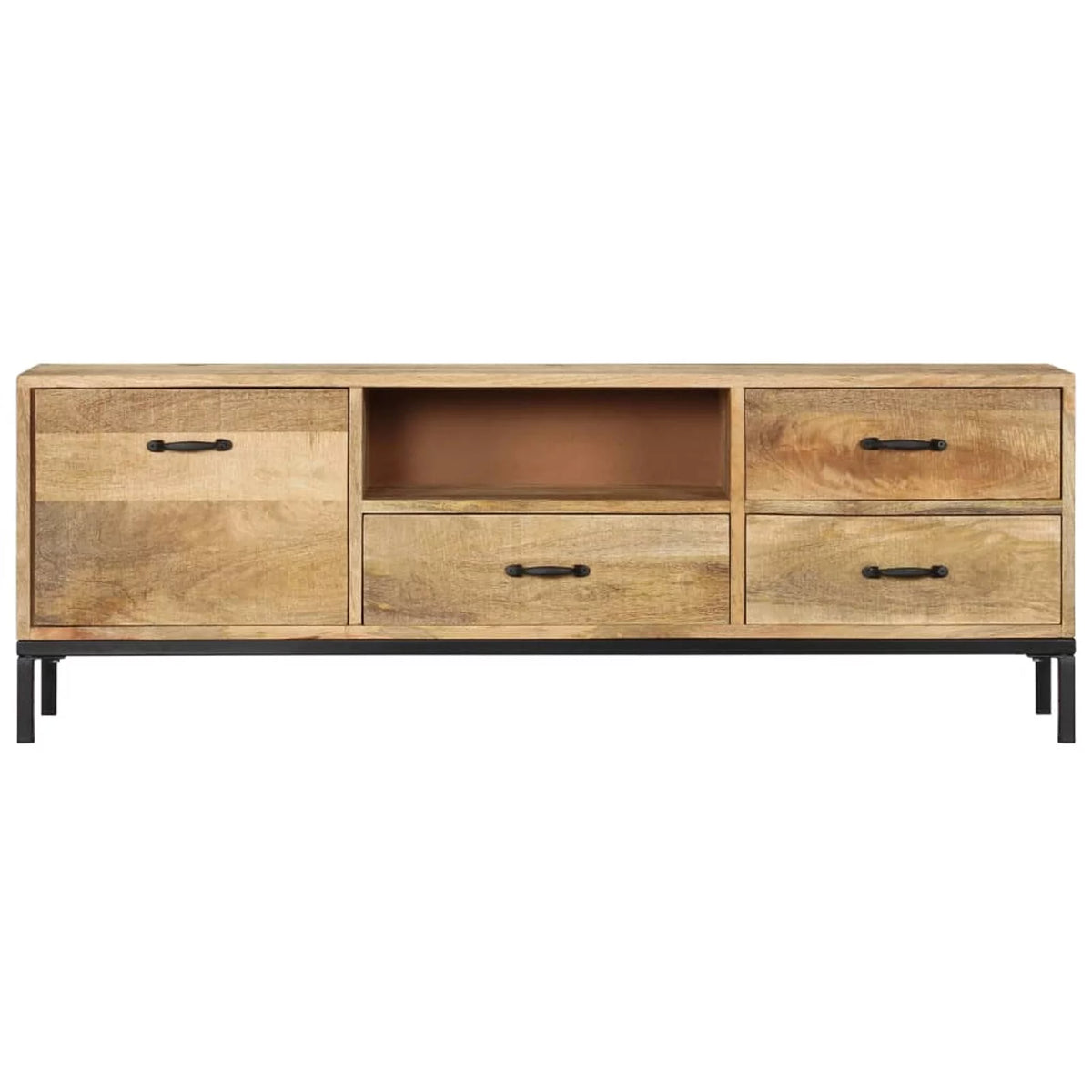 Mango Wood TV Cabinet with Storage Drawers and Open Shelf F53307